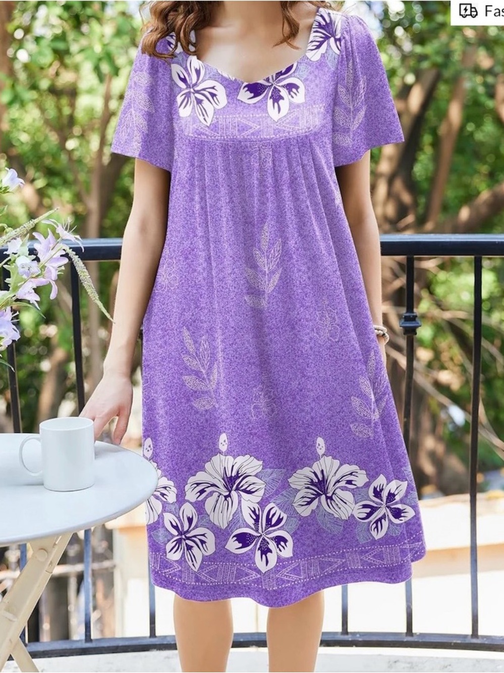 Purple Floral Short Sleeve Women’s Plus Size